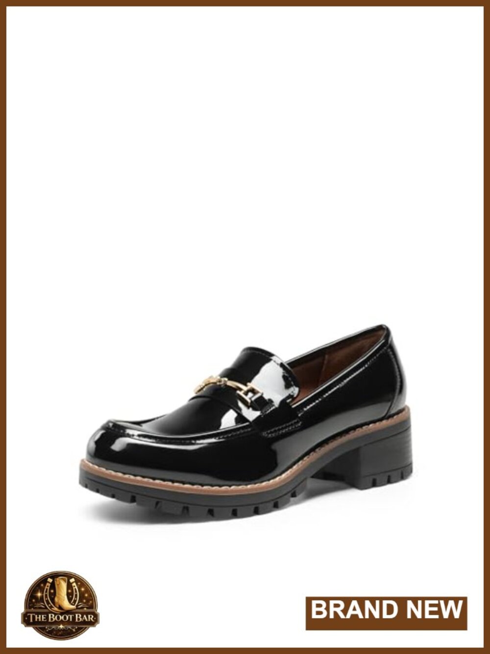Chunky Loafers Dressy Business Shoes Vegan Leather Pull-On Block Heel